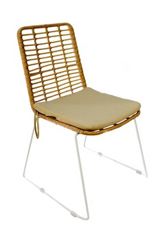 Chaise Rotin Blanc avec coussin