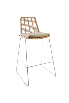 Barstoel Ratan Wit met kussen