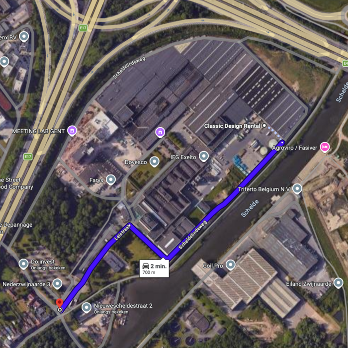 Routebeschrijving naar ons magazijn van Classic Design Rental