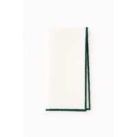 Serviette en lin Blanc avec bourdon Vert 48 x 48 cm