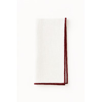 Serviette en lin Blanc avec bourdon Rouge 48 x 48 cm