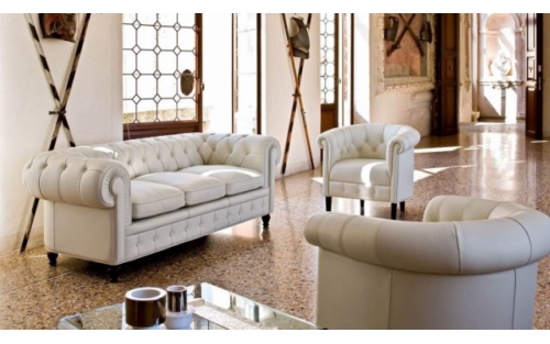 Sofa Chesterfield 3p white