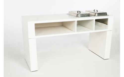 Lounge White: Buffettable 180 with Cutout 2 Chafing